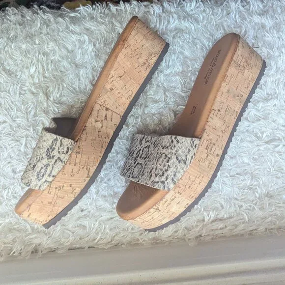 Sundance Isle of Palms Snake Skin‎ Print Platform Leather Sandals Slides Sz 8 - Picture 5 of 7